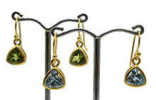 Load image into Gallery viewer, Peridot or Blue Topaz Earrings, Sterling Silver, 18K gold electroplated, August &amp; December Birthstones - GemzAustralia 