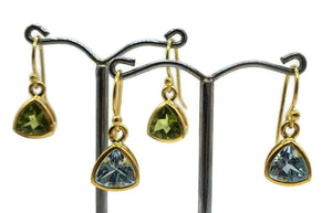 Peridot or Blue Topaz Earrings, Sterling Silver, 18K gold electroplated, August & December Birthstones - GemzAustralia 