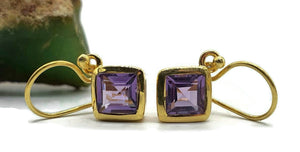 Amethyst or Rainbow Moonstone Earrings, Sterling Silver, 18K gold plated - GemzAustralia 