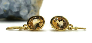 Citrine Earrings, Marquise or oval Shaped, Sterling Silver, 18K Gold Electroplated - GemzAustralia 