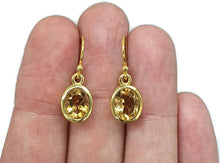 Load image into Gallery viewer, Citrine Earrings, Marquise or oval Shaped, Sterling Silver, 18K Gold Electroplated - GemzAustralia 