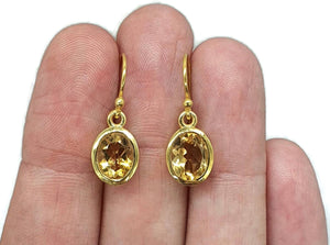 Citrine Earrings, Marquise or oval Shaped, Sterling Silver, 18K Gold Electroplated - GemzAustralia 