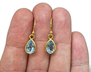 Rainbow Moonstone, Blue Topaz or Citrine Earrings, Sterling Silver, 18K gold plated - GemzAustralia 