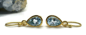 Rainbow Moonstone, Blue Topaz or Citrine Earrings, Sterling Silver, 18K gold plated - GemzAustralia 
