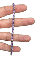 Load image into Gallery viewer, Amethyst Tennis Bracelet, Sterling Silver, Oval Shaped, February Birthstone - GemzAustralia 