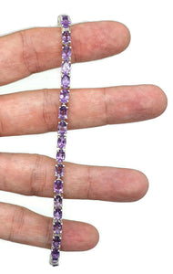 Amethyst Tennis Bracelet, Sterling Silver, Oval Shaped, February Birthstone - GemzAustralia 