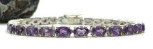 Load image into Gallery viewer, Amethyst Tennis Bracelet, Sterling Silver, Oval Shaped, February Birthstone - GemzAustralia 