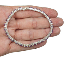 Load image into Gallery viewer, Amethyst Tennis Bracelet, Sterling Silver, Oval Shaped, February Birthstone - GemzAustralia 