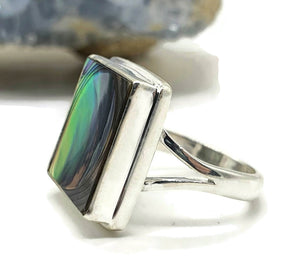 Paua Shell Ring, Size 7, Sterling Silver, Abalone Shell, Square Shape - GemzAustralia 
