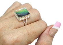 Load image into Gallery viewer, Paua Shell Ring, Size 7, Sterling Silver, Abalone Shell, Square Shape - GemzAustralia 