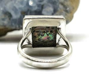 Paua Shell Ring, Size 7, Sterling Silver, Abalone Shell, Square Shape - GemzAustralia 