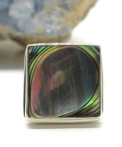 Paua Shell Ring, Size 7, Sterling Silver, Abalone Shell, Square Shape - GemzAustralia 