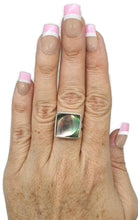 Load image into Gallery viewer, Paua Shell Ring, Size 7, Sterling Silver, Abalone Shell, Square Shape - GemzAustralia 