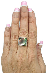 Paua Shell Ring, Size 7, Sterling Silver, Abalone Shell, Square Shape - GemzAustralia 