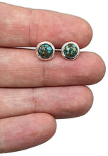 Load image into Gallery viewer, Turquoise Studs, Sterling Silver, Round Shaped, Blue Turquoise Earrings - GemzAustralia 