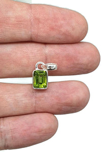 Peridot Pendant, Sterling Silver, August Birthstone, Rectangle, Round or Pear Shaped - GemzAustralia 