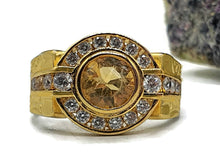 Load image into Gallery viewer, Citrine Ring, size 7, Sterling Silver, 18K Gold Electroplated, Halo Ring - GemzAustralia 