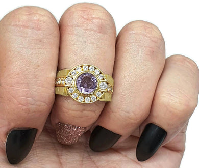 Amethyst Ring, 3 sizes, Sterling Silver, 14k Gold Electroplated, Halo Ring - GemzAustralia 