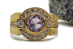 Amethyst Ring, 3 sizes, Sterling Silver, 14k Gold Electroplated, Halo Ring - GemzAustralia 