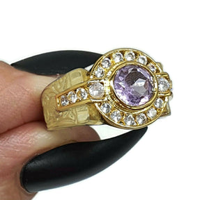 Amethyst Ring, 3 sizes, Sterling Silver, 14k Gold Electroplated, Halo Ring - GemzAustralia 