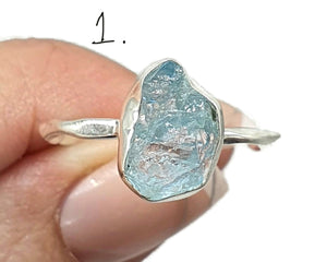 Raw Aquamarine Ring, 4 sizes, Sterling Silver, Rough Gemstone, Raw Aquamarine - GemzAustralia 