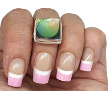 Load image into Gallery viewer, Paua Shell Ring, Size 7, Sterling Silver, Abalone Shell, Square Shape - GemzAustralia 