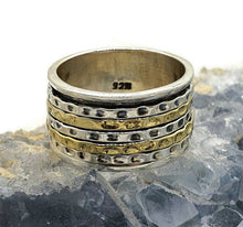 Load image into Gallery viewer, Spinner ring, Size 8.75, Sterling Silver, Solid Gold brass, Meditation Ring - GemzAustralia 