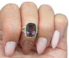 Load image into Gallery viewer, Mystic Topaz Ring, 3 Sizes, Sterling Silver, Rectangle Shaped - GemzAustralia 