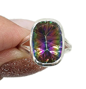 Mystic Topaz Ring, 3 Sizes, Sterling Silver, Rectangle Shaped - GemzAustralia 