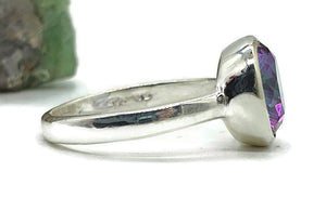 Round Mystic Topaz Ring, 3 Sizes, Sterling Silver, 4 carats, Purple Green Gem - GemzAustralia 