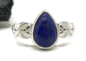 Lapis Lazuli Ring, 3 Sizes, Sterling Silver, Pear Shaped, Heart Design, Zodiac Stone - GemzAustralia 