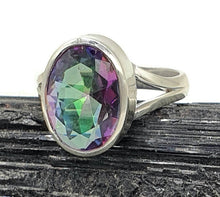 Load image into Gallery viewer, Mystic Topaz Ring, 2 Sizes, Sterling Silver, Oval Shaped, Purple / Green Gem - GemzAustralia 
