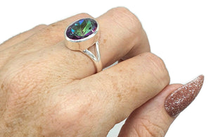 Mystic Topaz Ring, 2 Sizes, Sterling Silver, Oval Shaped, Purple / Green Gem - GemzAustralia 