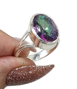 Mystic Topaz Ring, 2 Sizes, Sterling Silver, Oval Shaped, Purple / Green Gem - GemzAustralia 