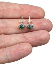 Load image into Gallery viewer, Turquoise Studs, Sterling Silver, Round Shaped, Blue Turquoise Earrings - GemzAustralia 