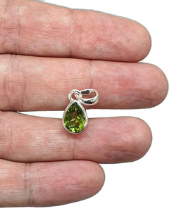 Peridot Pendant, Sterling Silver, August Birthstone, Rectangle, Round or Pear Shaped - GemzAustralia 