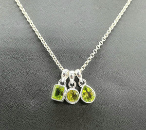 Peridot Pendant, Sterling Silver, August Birthstone, Rectangle, Round or Pear Shaped - GemzAustralia 