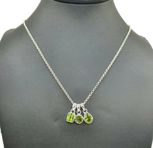 Peridot Pendant, Sterling Silver, August Birthstone, Rectangle, Round or Pear Shaped - GemzAustralia 