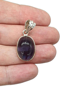 Fluorite Pendant, Sterling Silver, Oval Shaped, Purple & Blue Fluorite - GemzAustralia 