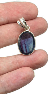 Fluorite Pendant, Sterling Silver, Oval Shaped, Purple & Blue Fluorite - GemzAustralia 