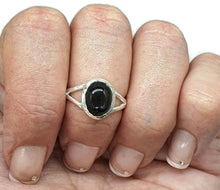 Load image into Gallery viewer, Black Star Sapphire Ring, Size 7, Sterling Silver, Oval Shaped, September Birthstone - GemzAustralia 