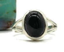 Load image into Gallery viewer, Black Star Sapphire Ring, Size 7, Sterling Silver, Oval Shaped, September Birthstone - GemzAustralia 