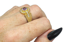 Load image into Gallery viewer, Amethyst Ring, 3 sizes, Sterling Silver, 14k Gold Electroplated, Halo Ring - GemzAustralia 