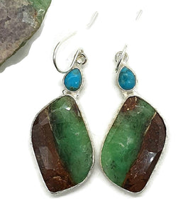 Chrysoprase & Turquoise Earrings, Sterling Silver, Statement, Chalcedony - GemzAustralia 