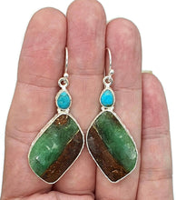 Load image into Gallery viewer, Chrysoprase &amp; Turquoise Earrings, Sterling Silver, Statement, Chalcedony - GemzAustralia 