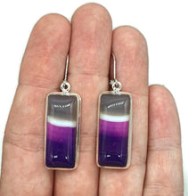 Load image into Gallery viewer, Pink &amp; Purple Agate Earrings, Sterling Silver, Banded Chalcedony, Rectangle Shape - GemzAustralia 
