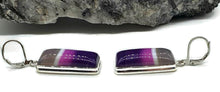 Load image into Gallery viewer, Pink &amp; Purple Agate Earrings, Sterling Silver, Banded Chalcedony, Rectangle Shape - GemzAustralia 