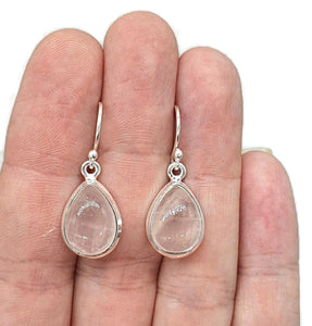 Rose Quartz Earrings, Sterling Silver, Pear shaped, Cabochon Gemstone - GemzAustralia 