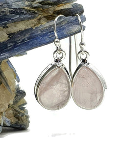 Rose Quartz Earrings, Sterling Silver, Pear shaped, Cabochon Gemstone - GemzAustralia 