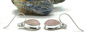 Rose Quartz Earrings, Sterling Silver, Pear shaped, Cabochon Gemstone - GemzAustralia 